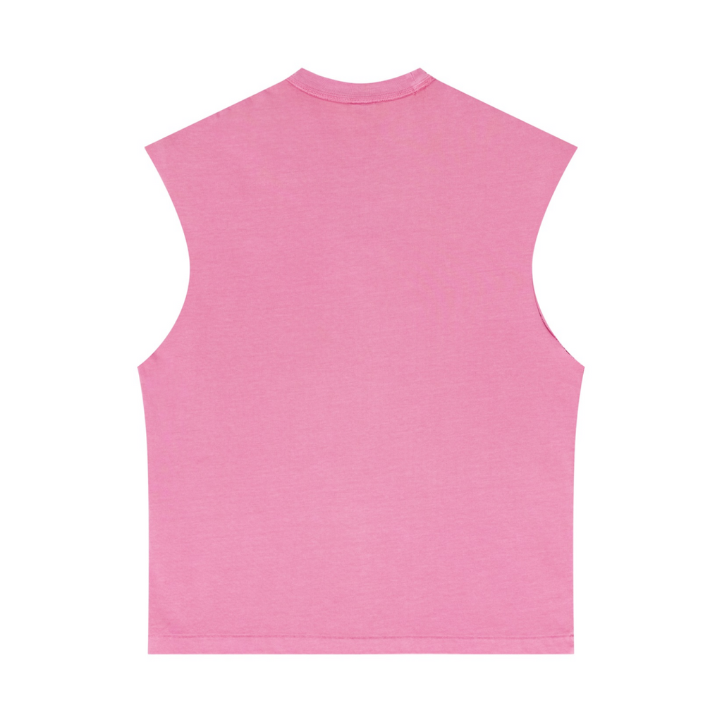 275GSM Unisex Vintage-Wash 100% Cotton Plain Tank Top Rose Pink