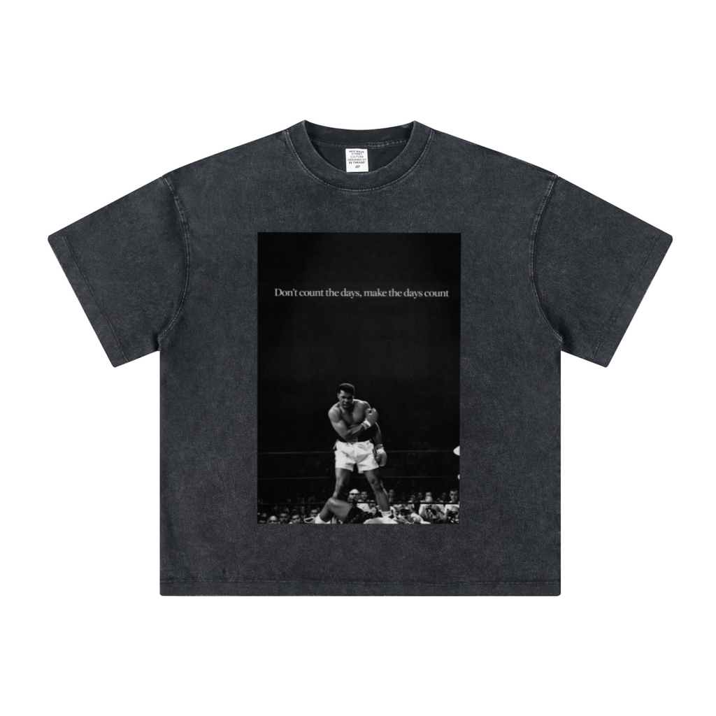 260GSM Unisex Heavyweight Re-Washed Distressed Crew Neck T-shirt Snowflake