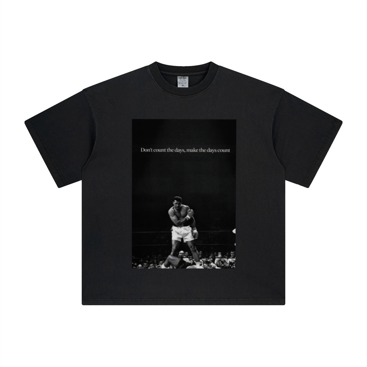 260GSM Unisex Heavyweight Re-Washed Distressed Crew Neck T-shirt Black