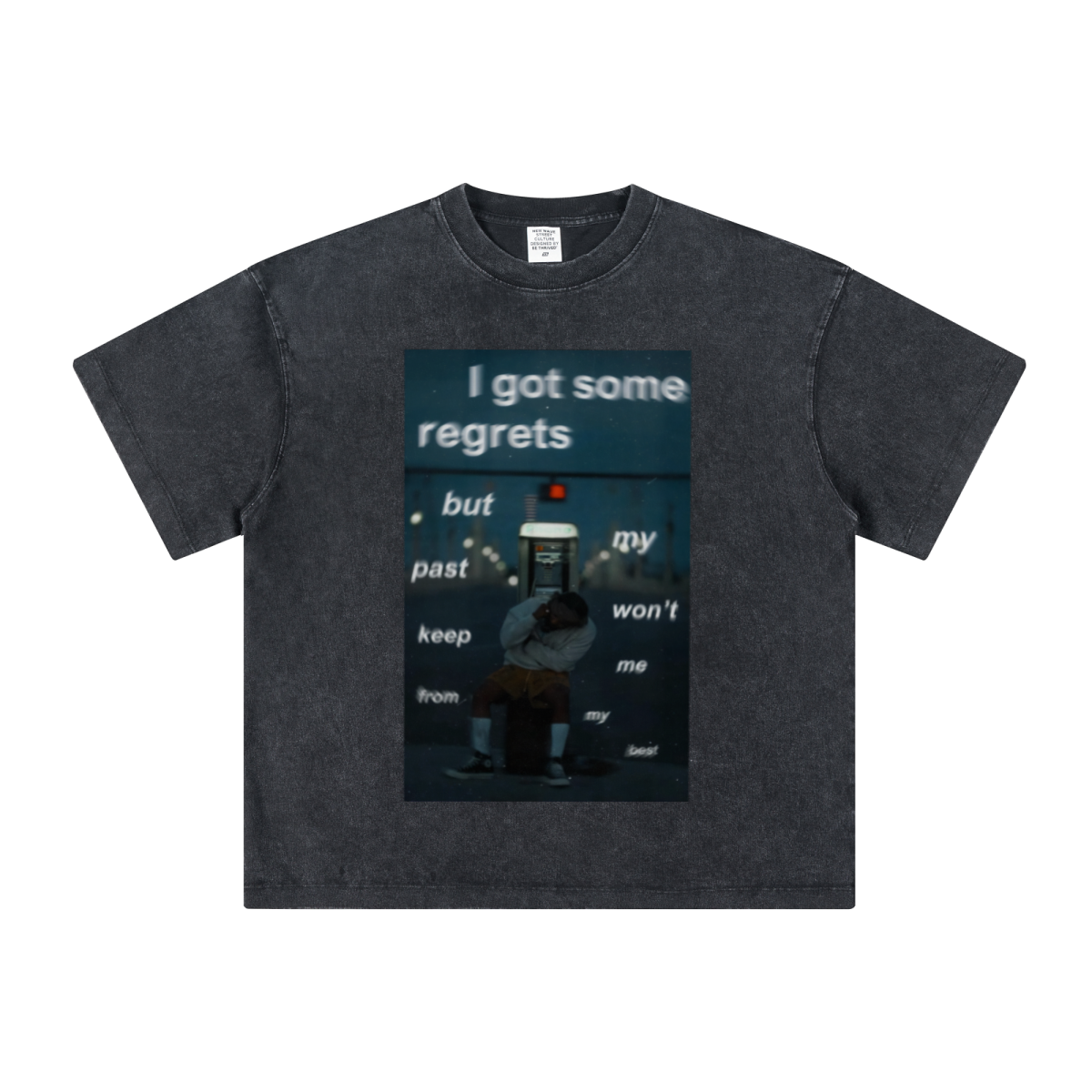 260GSM Unisex Heavyweight Re-Washed Distressed Crew Neck T-shirt Snowflake