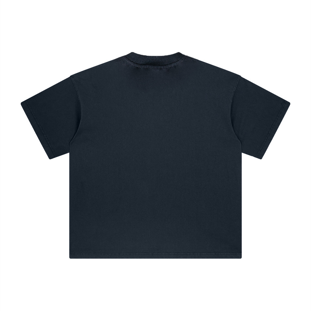 260GSM Unisex Heavyweight Re-Washed Distressed Crew Neck T-shirt Royal Blue