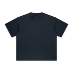260GSM Unisex Heavyweight Re-Washed Distressed Crew Neck T-shirt Royal Blue
