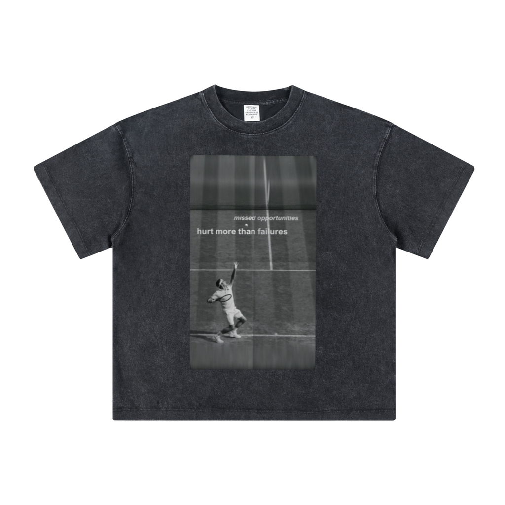 260GSM Unisex Heavyweight Re-Washed Distressed Crew Neck T-shirt Snowflake