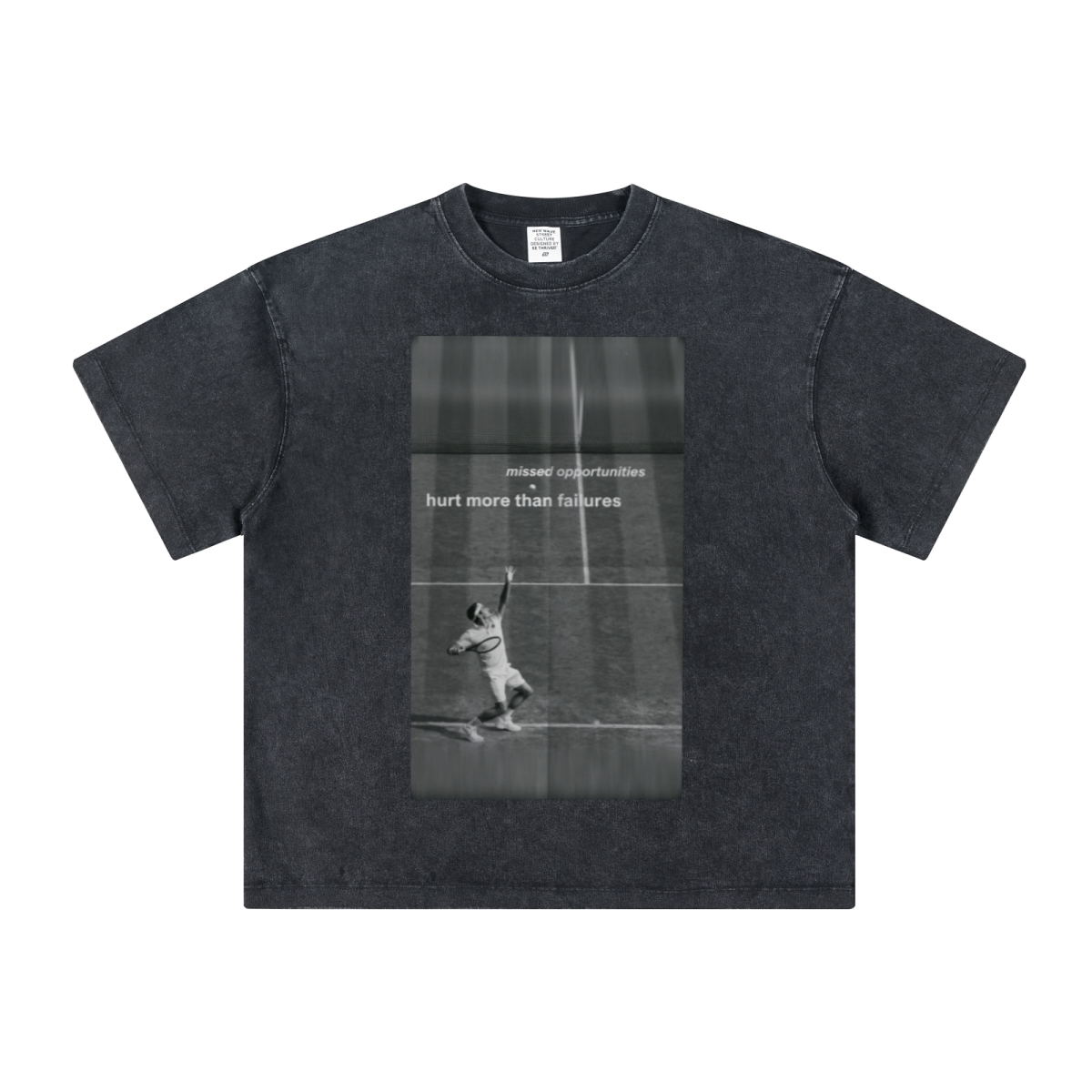 260GSM Unisex Heavyweight Re-Washed Distressed Crew Neck T-shirt Snowflake