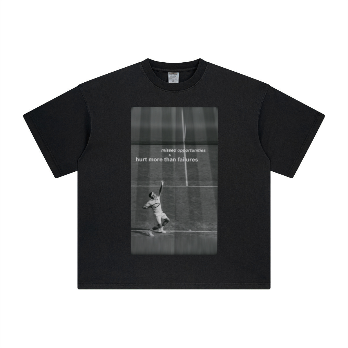 260GSM Unisex Heavyweight Re-Washed Distressed Crew Neck T-shirt Black