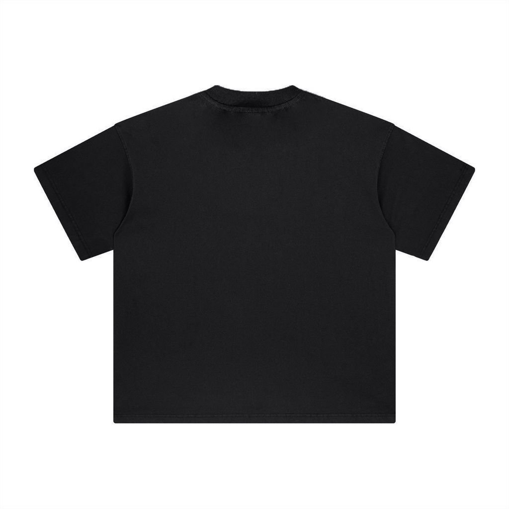 260GSM Unisex Heavyweight Re-Washed Distressed Crew Neck T-shirt Black