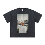 260GSM Unisex Heavyweight Re-Washed Distressed Crew Neck T-shirt Snowflake