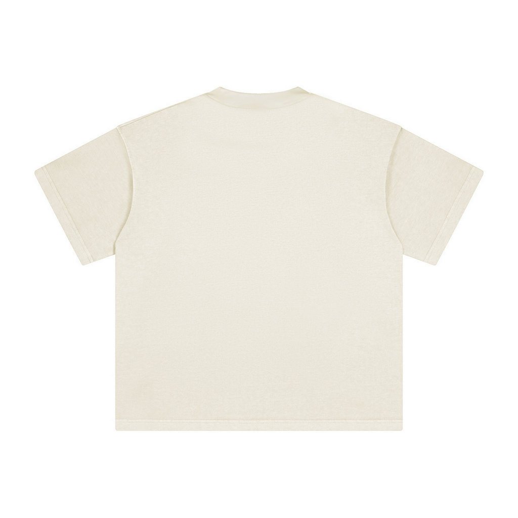 260GSM Unisex Heavyweight Re-Washed Distressed Crew Neck T-shirt Apricot Grey