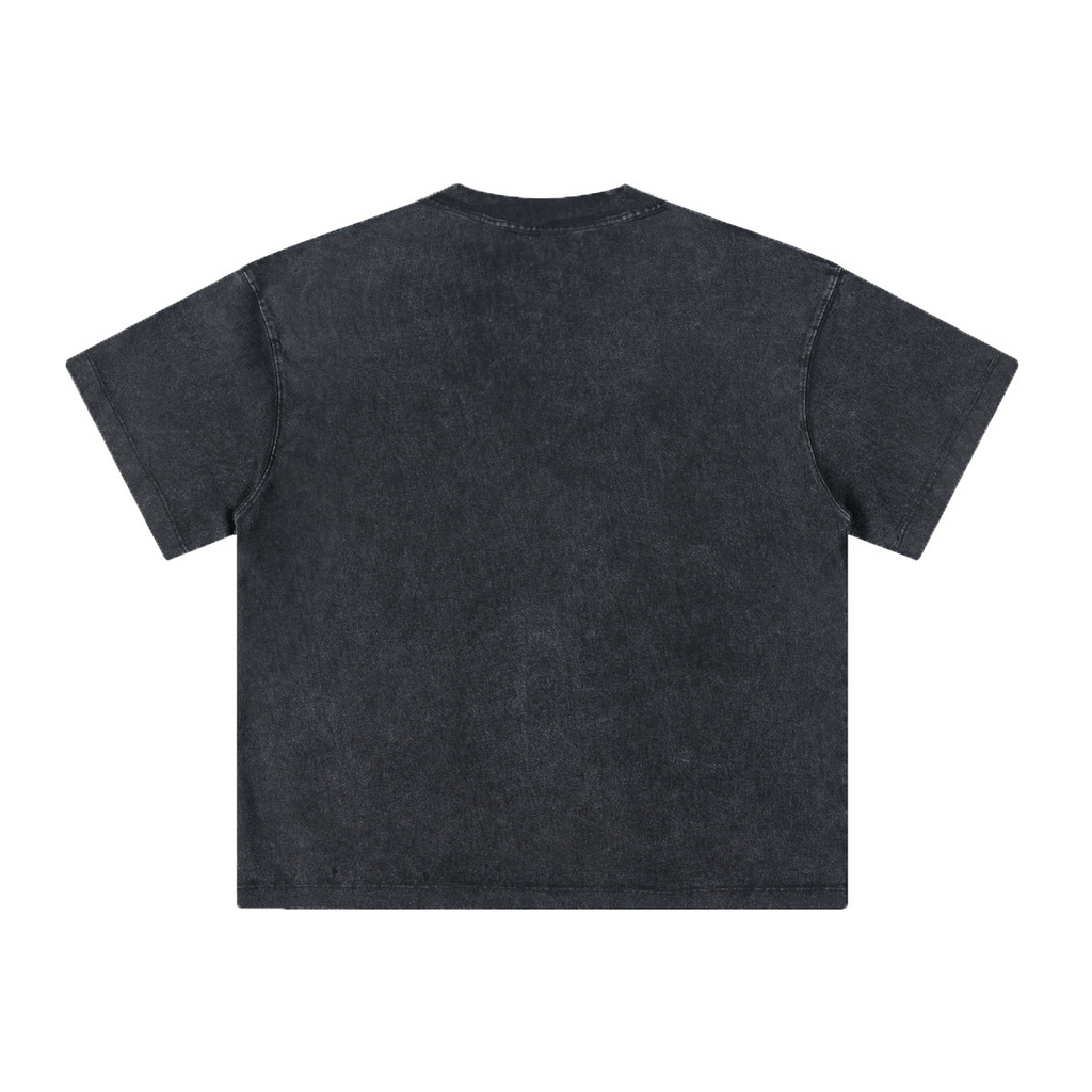 260GSM Unisex Heavyweight Re-Washed Distressed Crew Neck T-shirt Snowflake