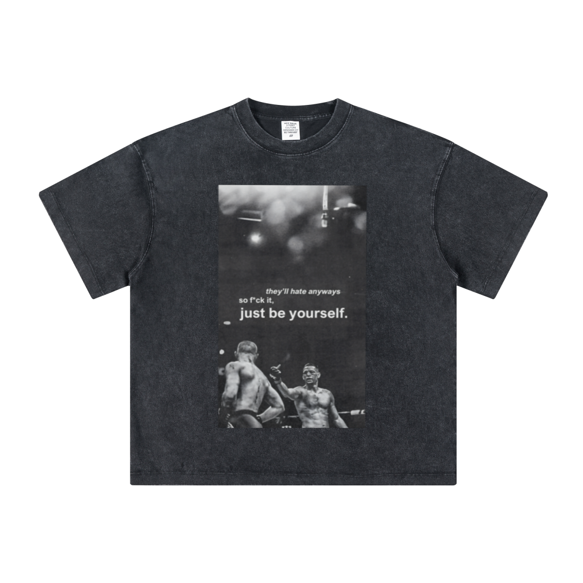 260GSM Unisex Heavyweight Re-Washed Distressed Crew Neck T-shirt Snowflake