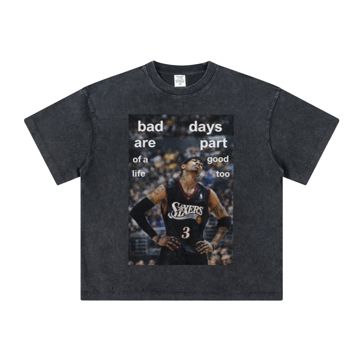 260GSM Unisex Heavyweight Re-Washed Distressed Crew Neck T-shirt Snowflake