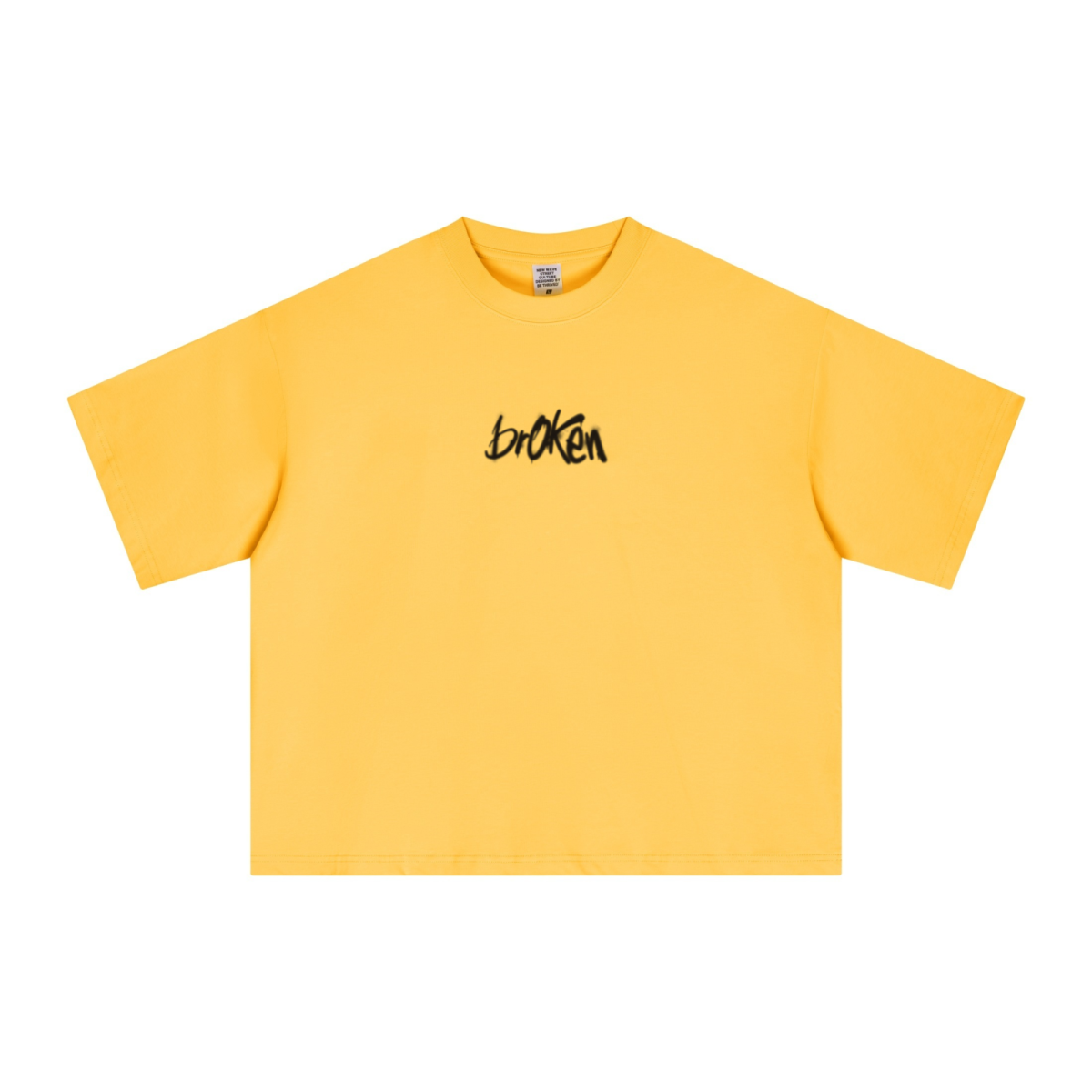 240GSM Men’s Ice-Feel Sorona Boxy-Fit Solid-Color Loose T-shirt Bright Yellow