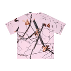 240GSM Unisex Relaxed Fit Tree Leaf Heat-Transfer T-shirt Light Pink