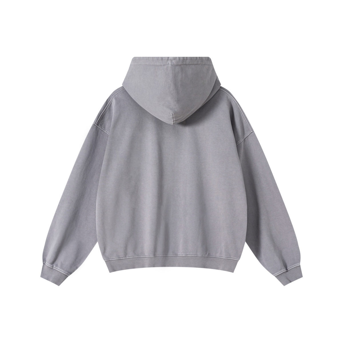 480GSM Men’s Heavyweight Pigment-Wash Hoodie Medium Grey