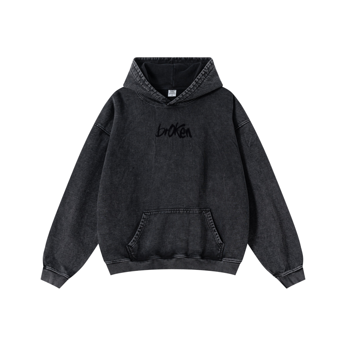 480GSM Men’s Heavyweight Pigment-Wash Hoodie Snowflake Grey