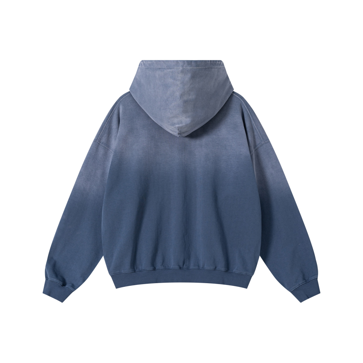 480GSM Unisex Monkey Wash Heavyweight French Terry Hoodie Vintage Blue