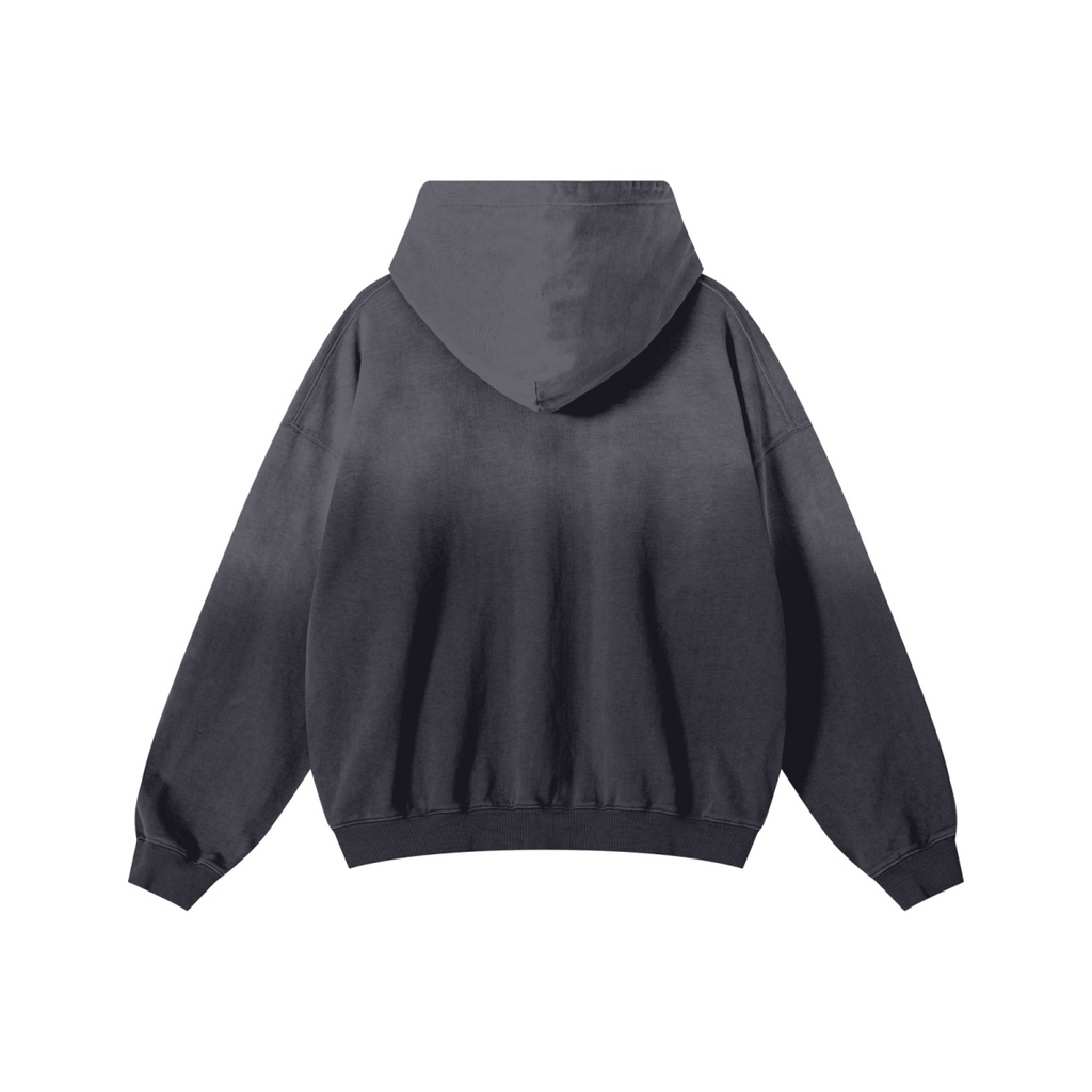 480GSM Unisex Monkey Wash Heavyweight French Terry Hoodie Vintage Charcoal Grey