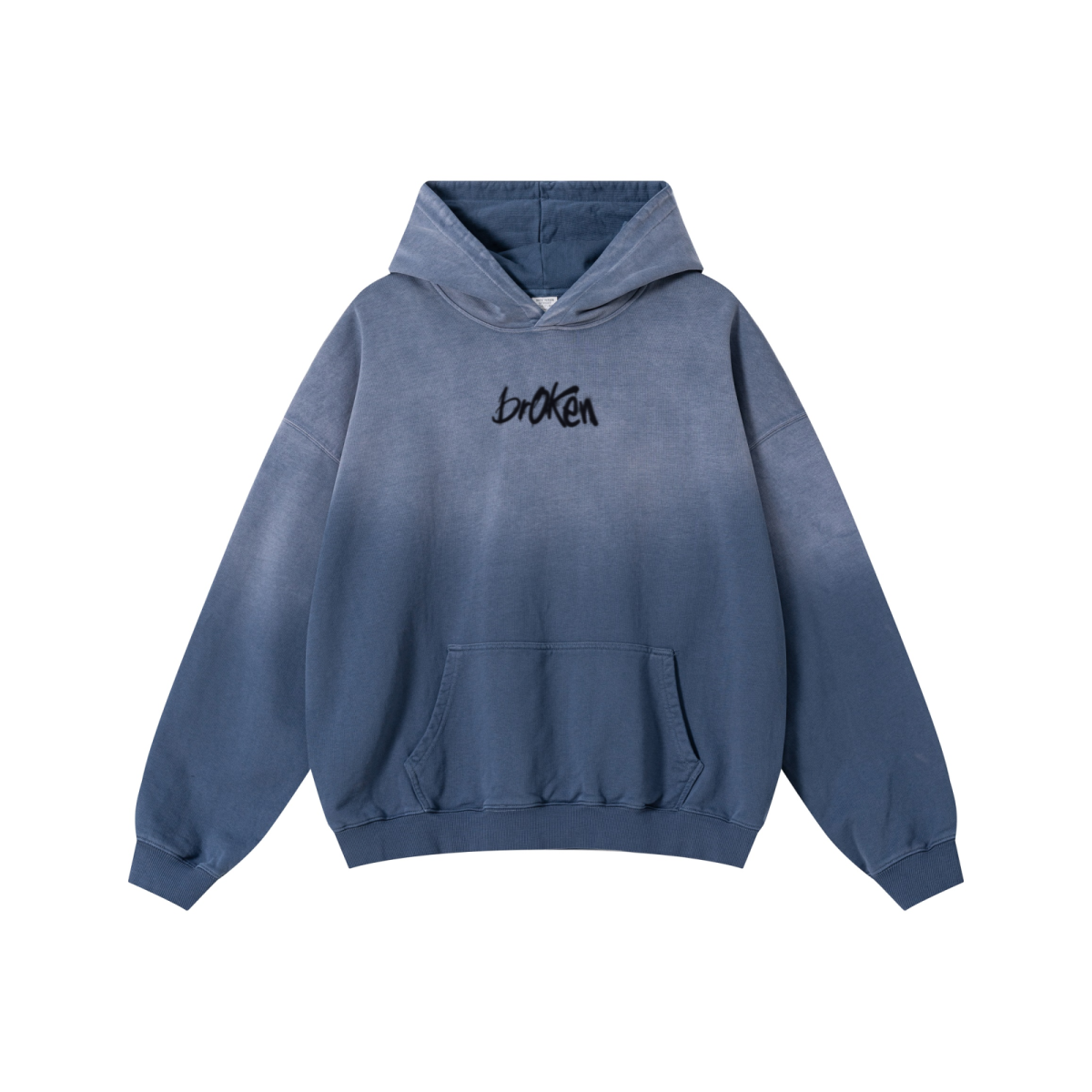 480GSM Unisex Monkey Wash Heavyweight French Terry Hoodie Vintage Blue