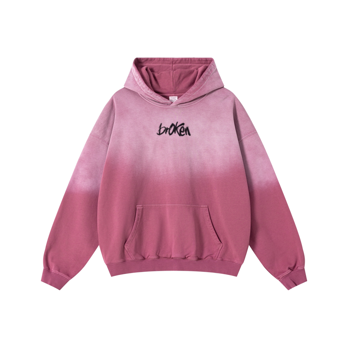 480GSM Unisex Monkey Wash Heavyweight French Terry Hoodie Vintage Faded Red