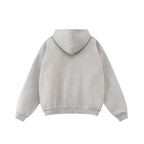 360GSM Unisex Monkey Wash Fall&Winter Fleece-Lined PP-Sprayed Zip-Up Hoodie Light Grey