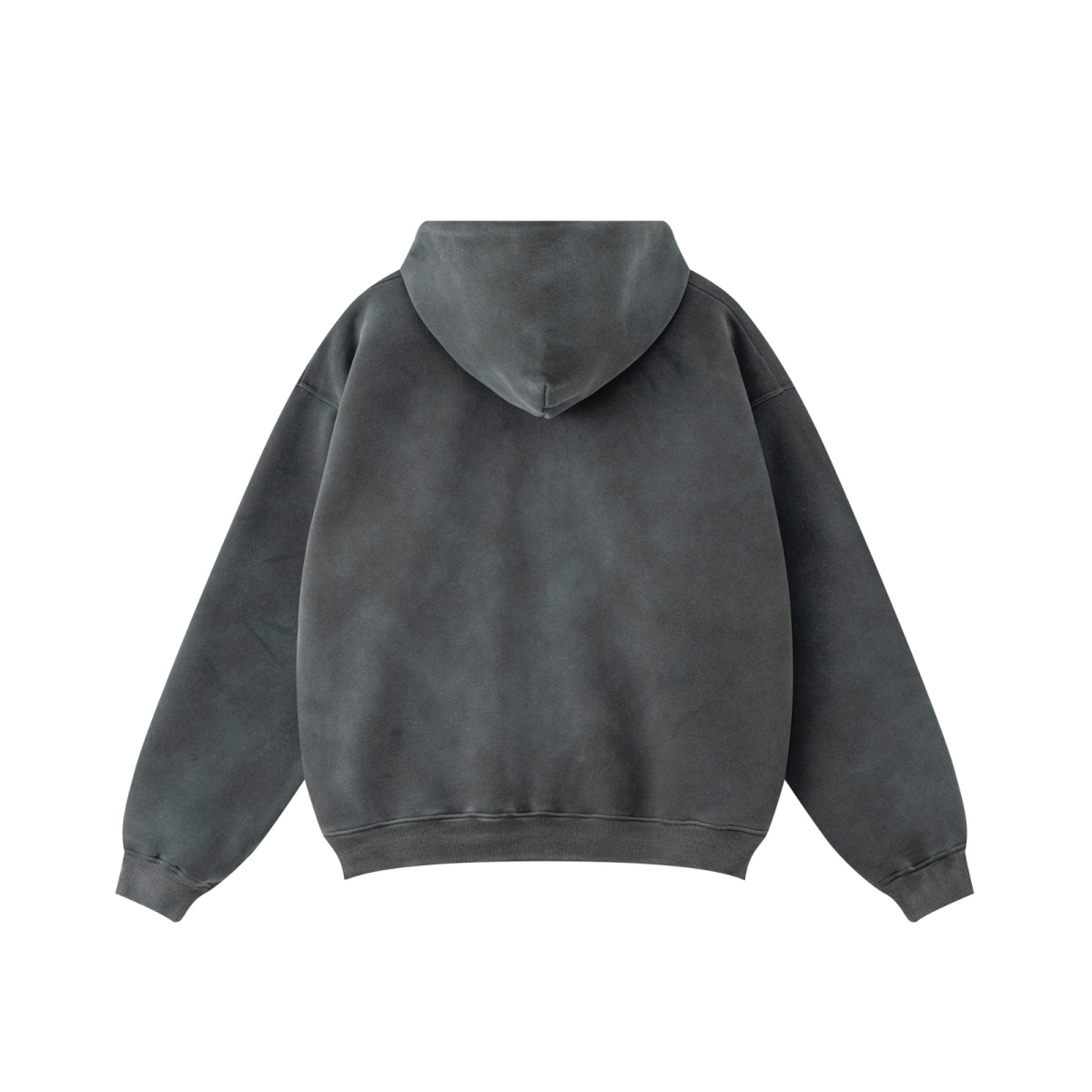 360GSM Unisex Monkey Wash Fall&Winter Fleece-Lined PP-Sprayed Zip-Up Hoodie Dark Grey