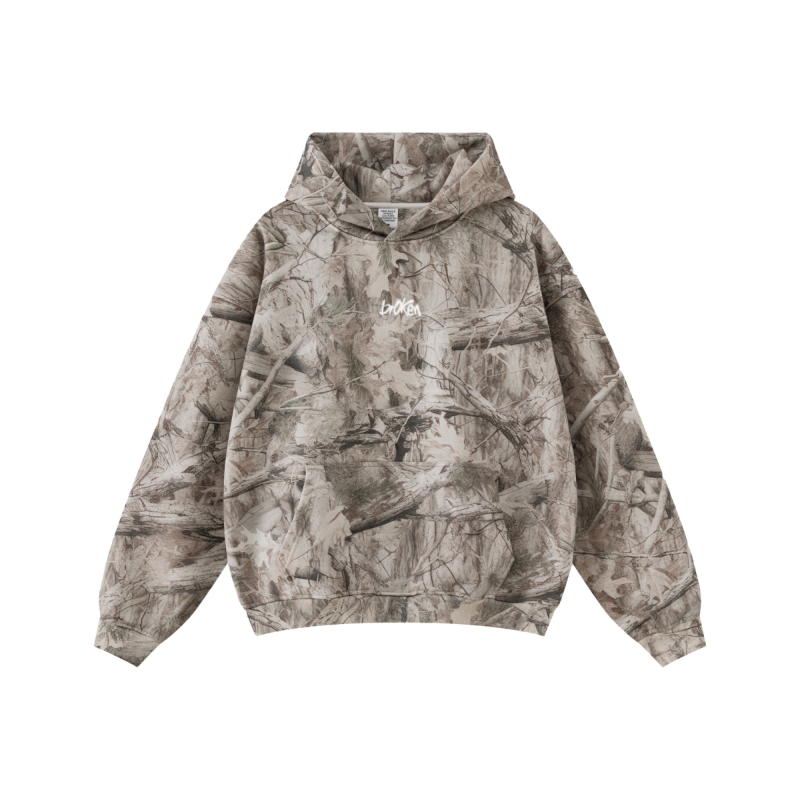 340GSM Men’s Heat-Transfer Desert Camouflage Hoodie Branch Camouflage