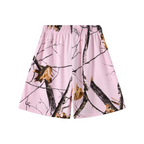 240GSM Unisex Branch Print Relaxed Fit Quick-Dry Cotton Shorts Light Pink