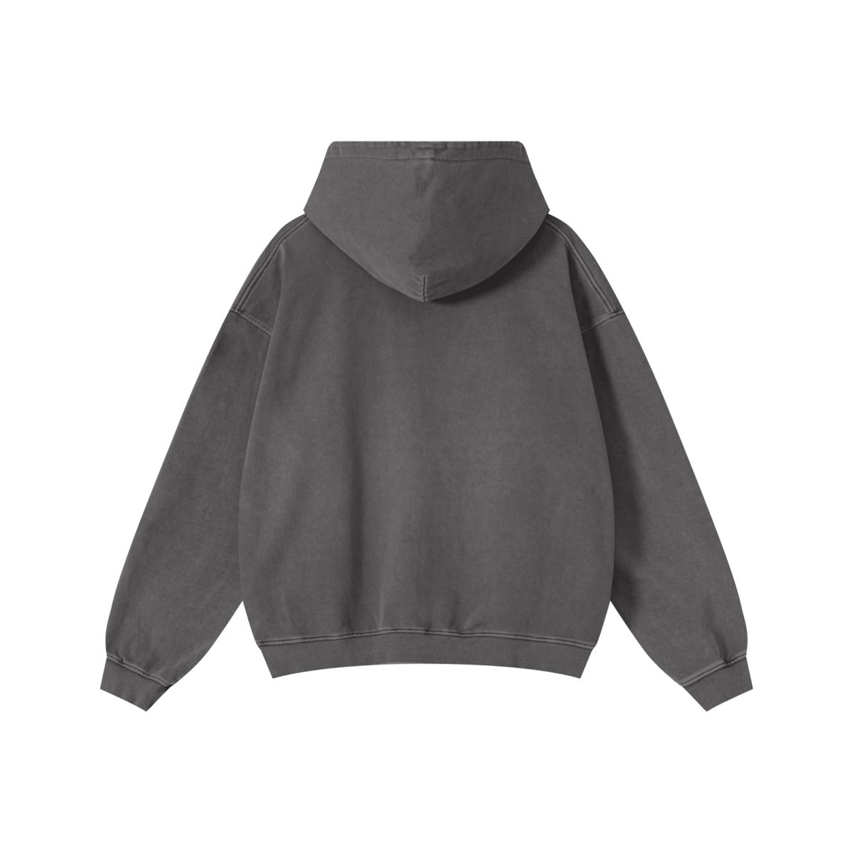 480GSM Men's Heavyweight Pigment-Wash Pullover Hoodie Dark Grey