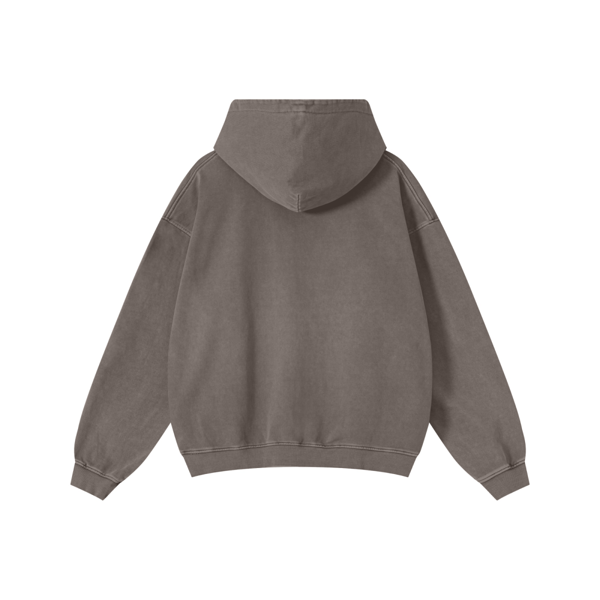 480GSM Men's Heavyweight Pigment-Wash Pullover Hoodie Coffee Brown
