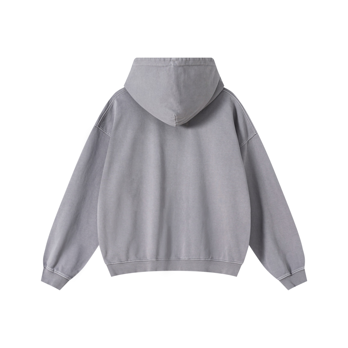 480GSM Men's Heavyweight Pigment-Wash Pullover Hoodie Medium Grey