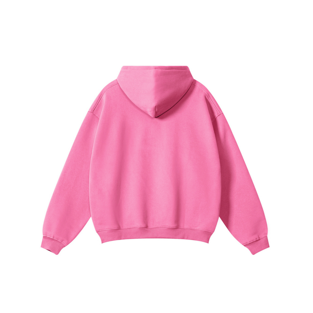 345GSM Women's Heavyweight Solid-Color Hoodie Rose Pink